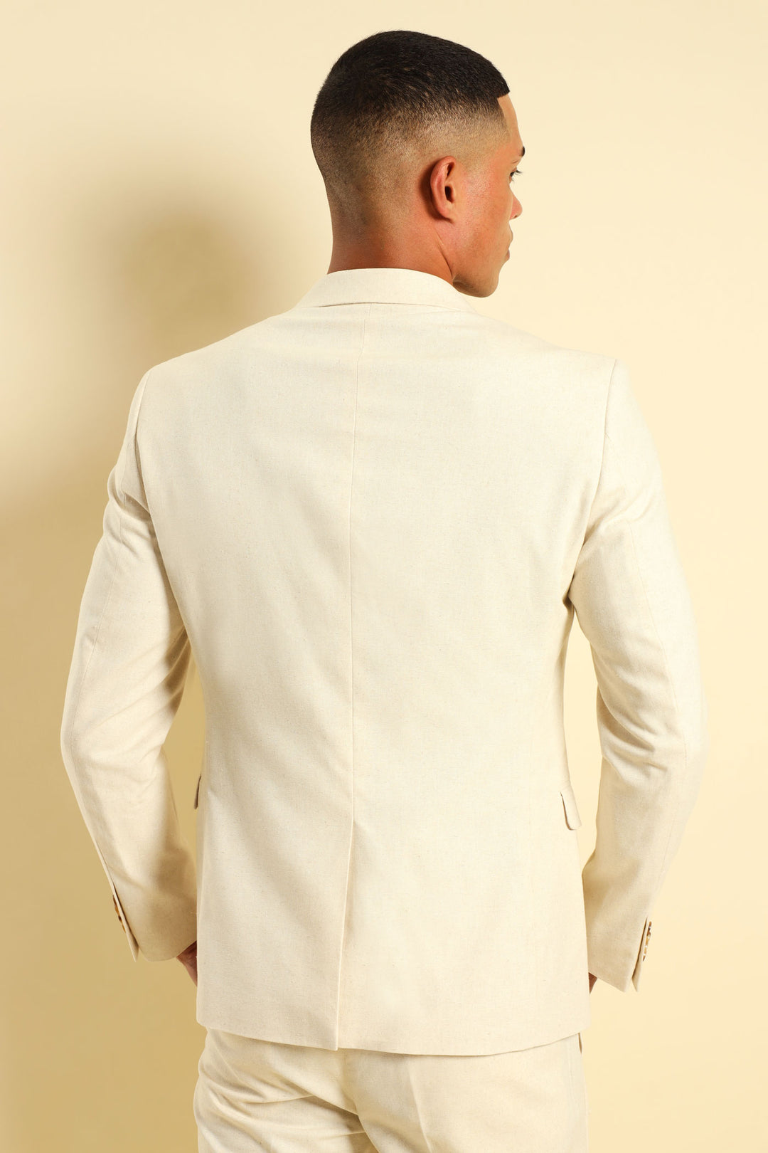 Slim Linen Suit Jacket - Natural