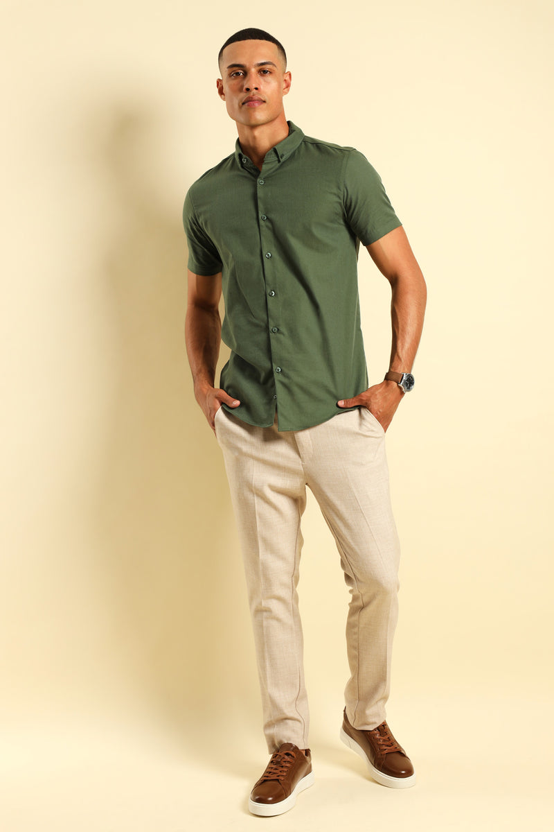 Textured Button Down Shirt - Olive