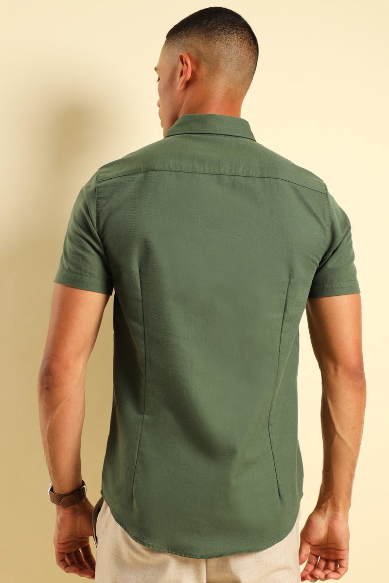 Textured Button Down Shirt - Olive