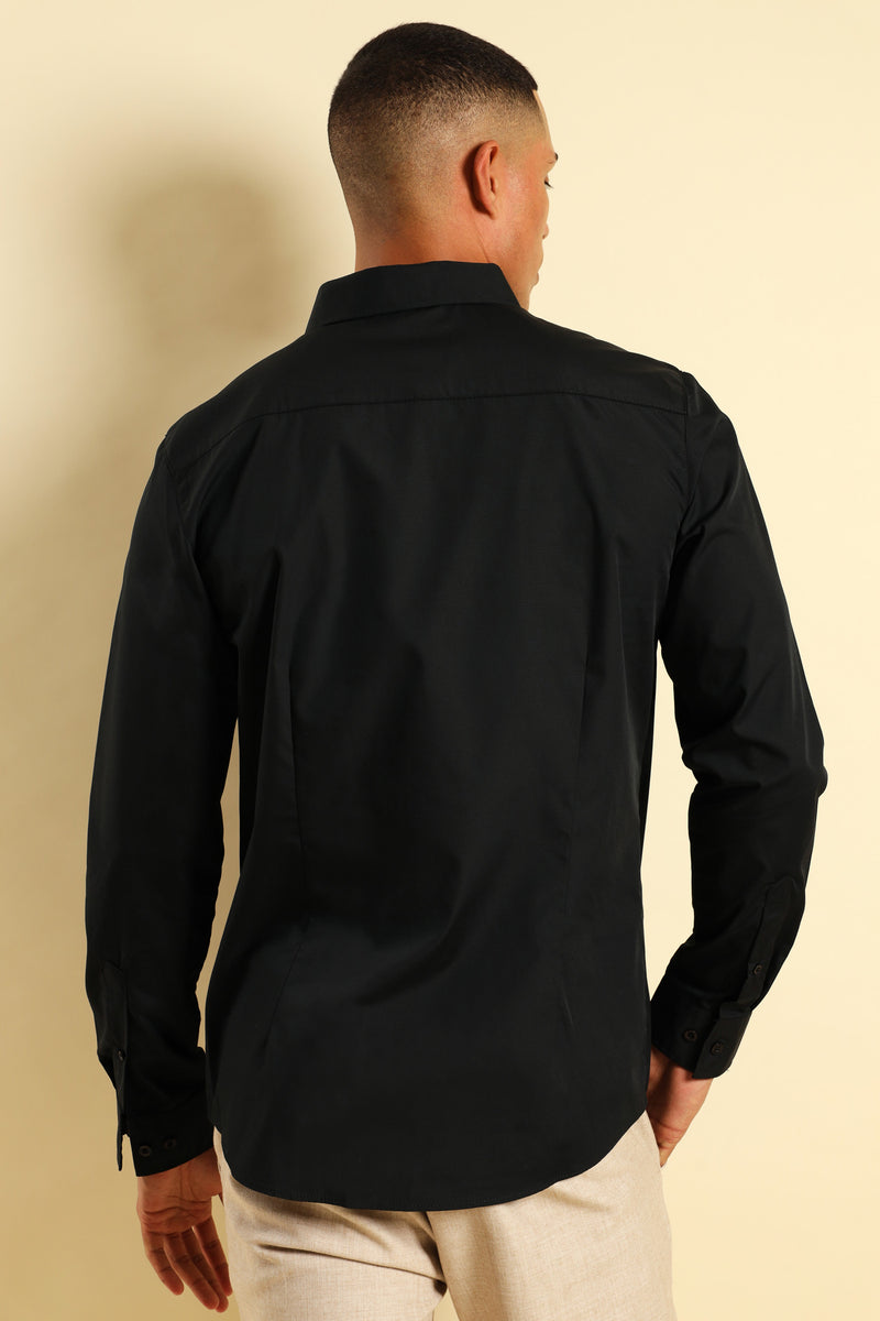 Panel Shoulder Shirt - Black