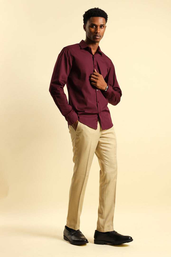 Easy Care Long Sleeve Shirt - Burgundy