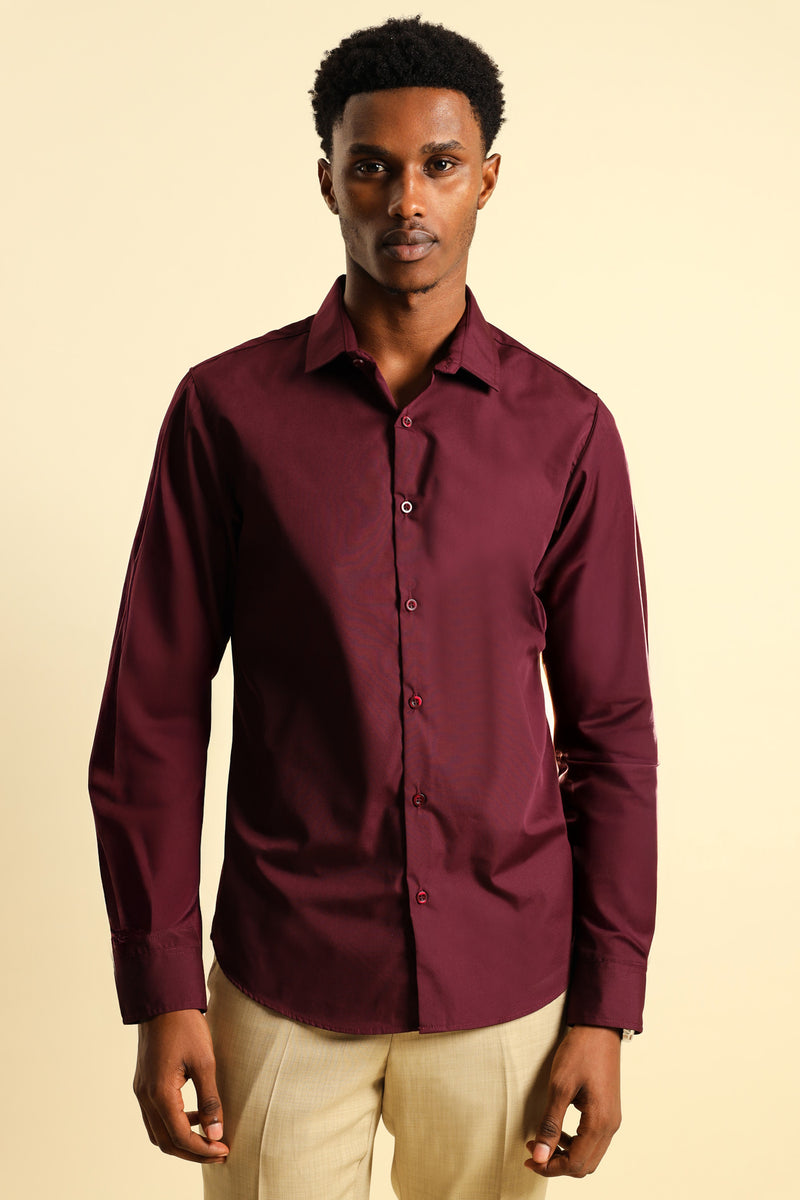 Easy Care Long Sleeve Shirt - Burgundy