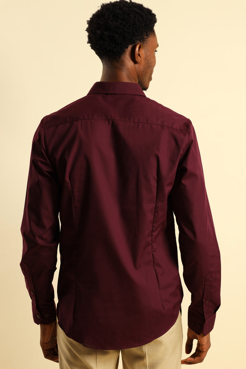 Easy Care Long Sleeve Shirt - Burgundy