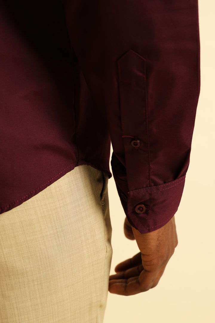Easy Care Long Sleeve Shirt - Burgundy
