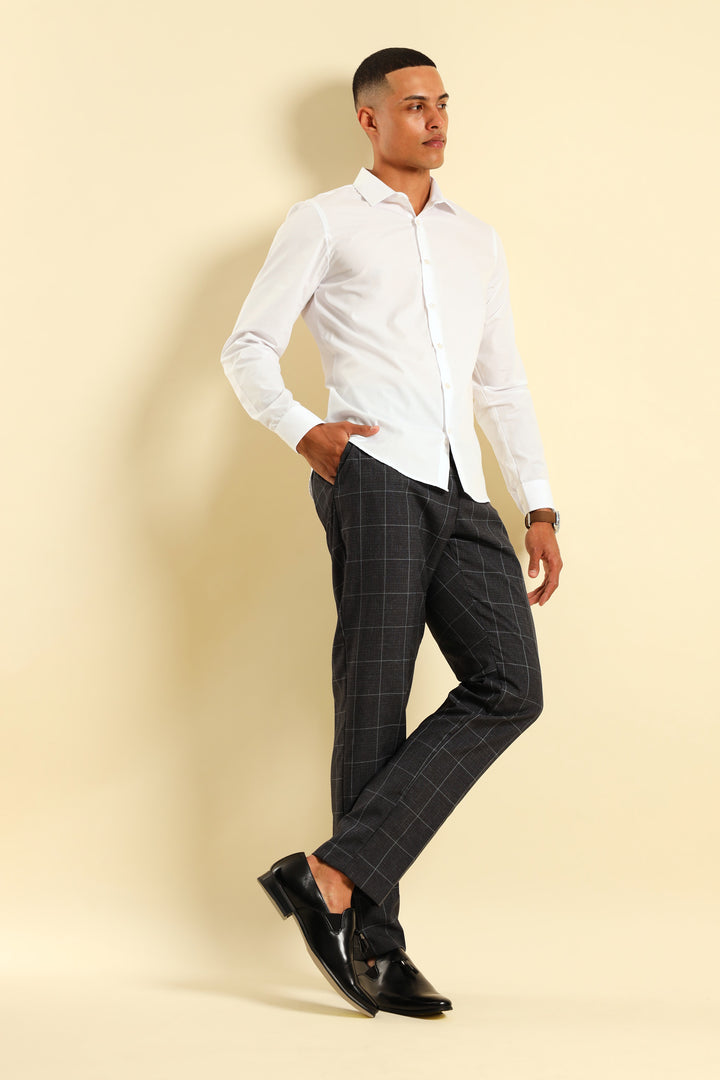 Check Trouser - Navy