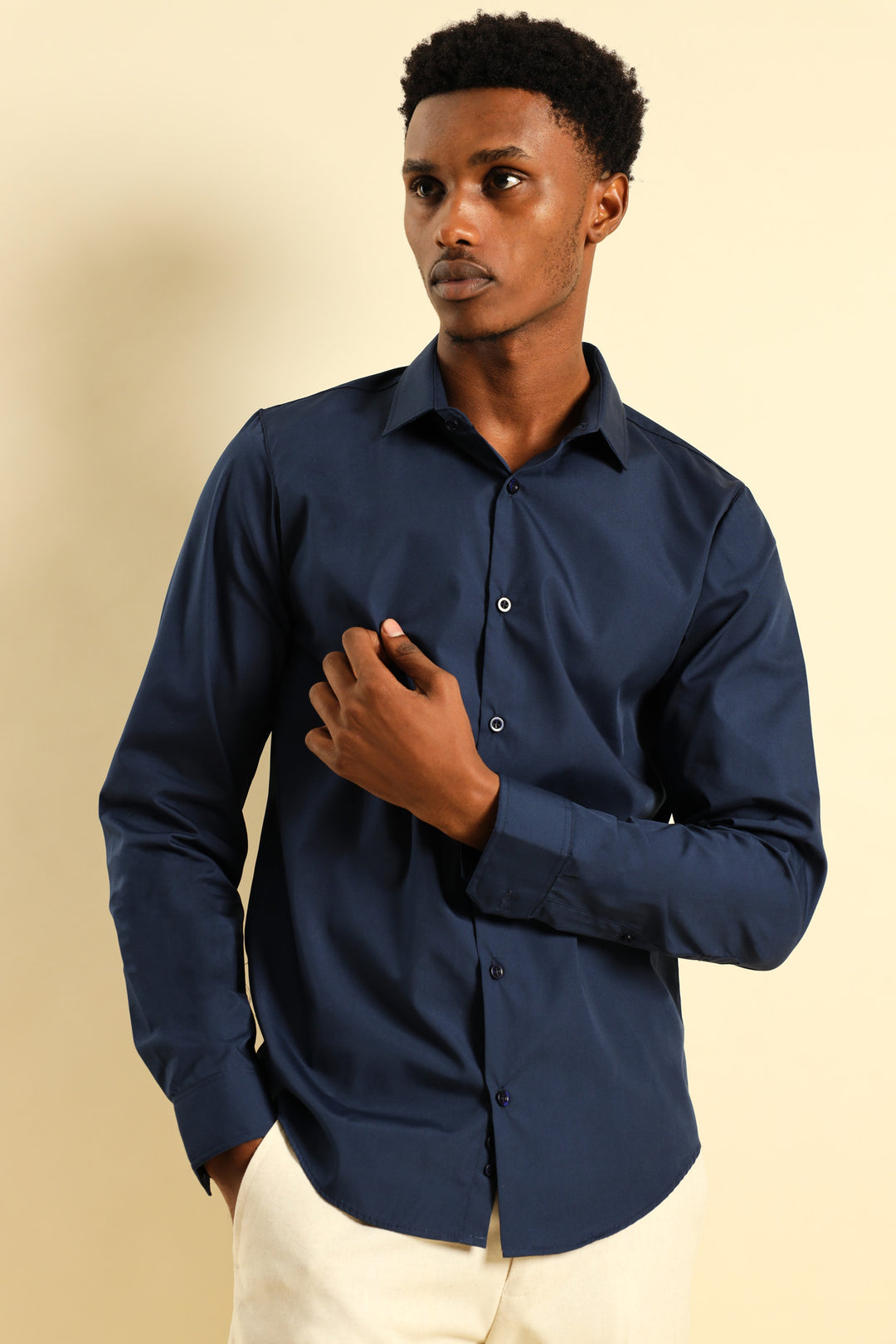 Easy Care Long Sleeve Shirt - Navy