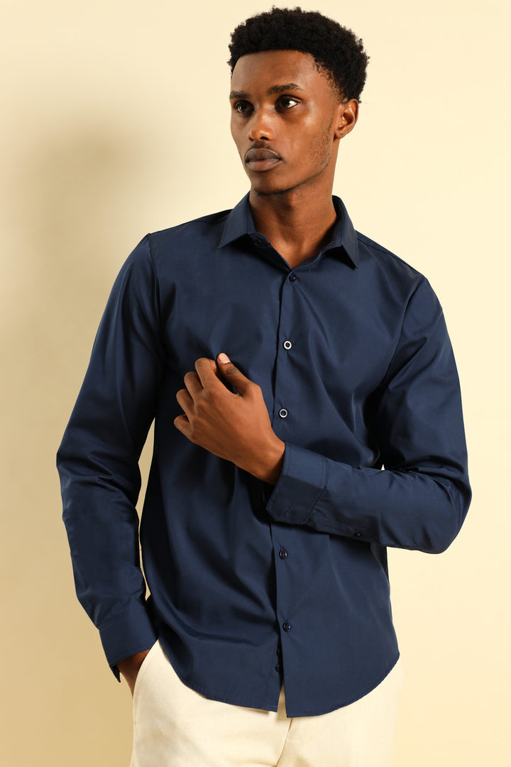 Easy Care Long Sleeve Shirt - Navy