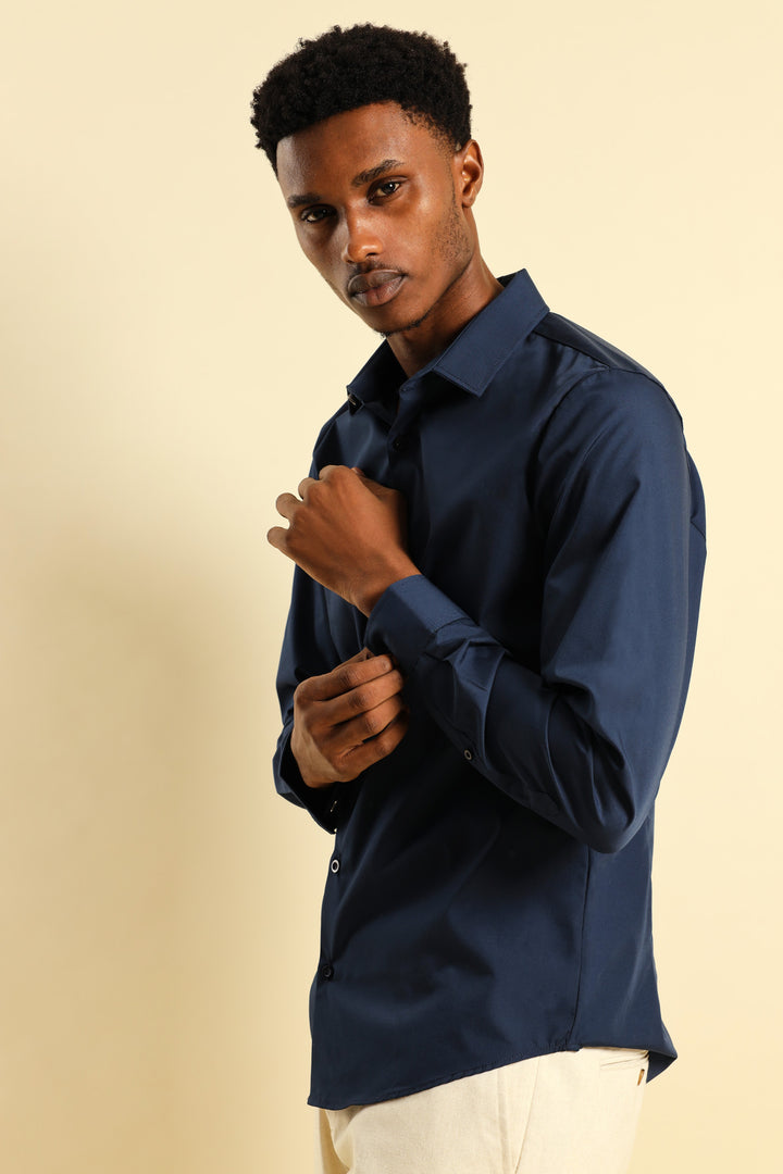 Easy Care Long Sleeve Shirt - Navy