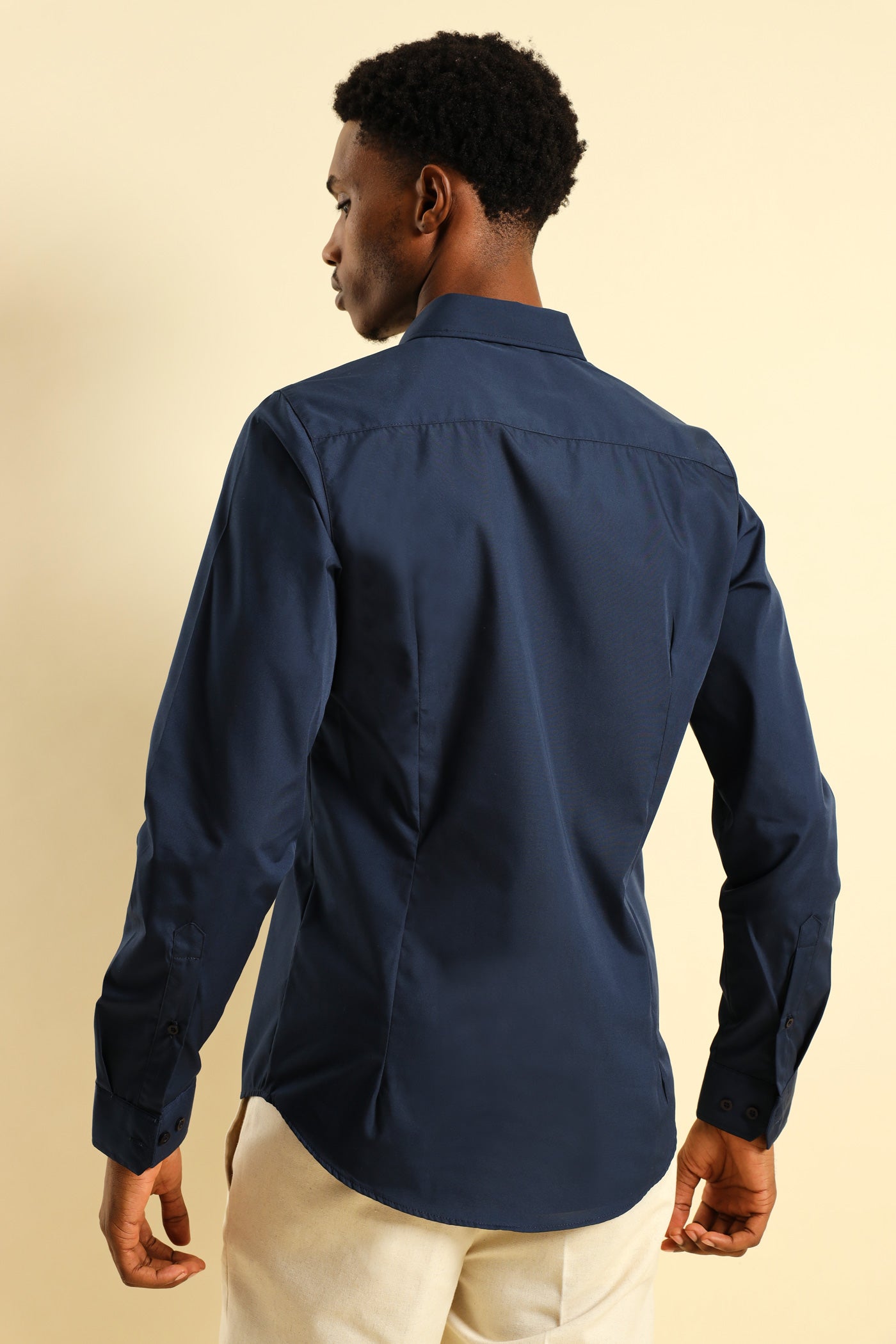 Mens Easy Care Long Sleeve Shirt - Navy – Edgars