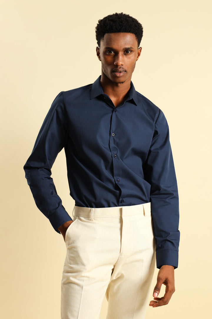 Easy Care Long Sleeve Shirt - Navy