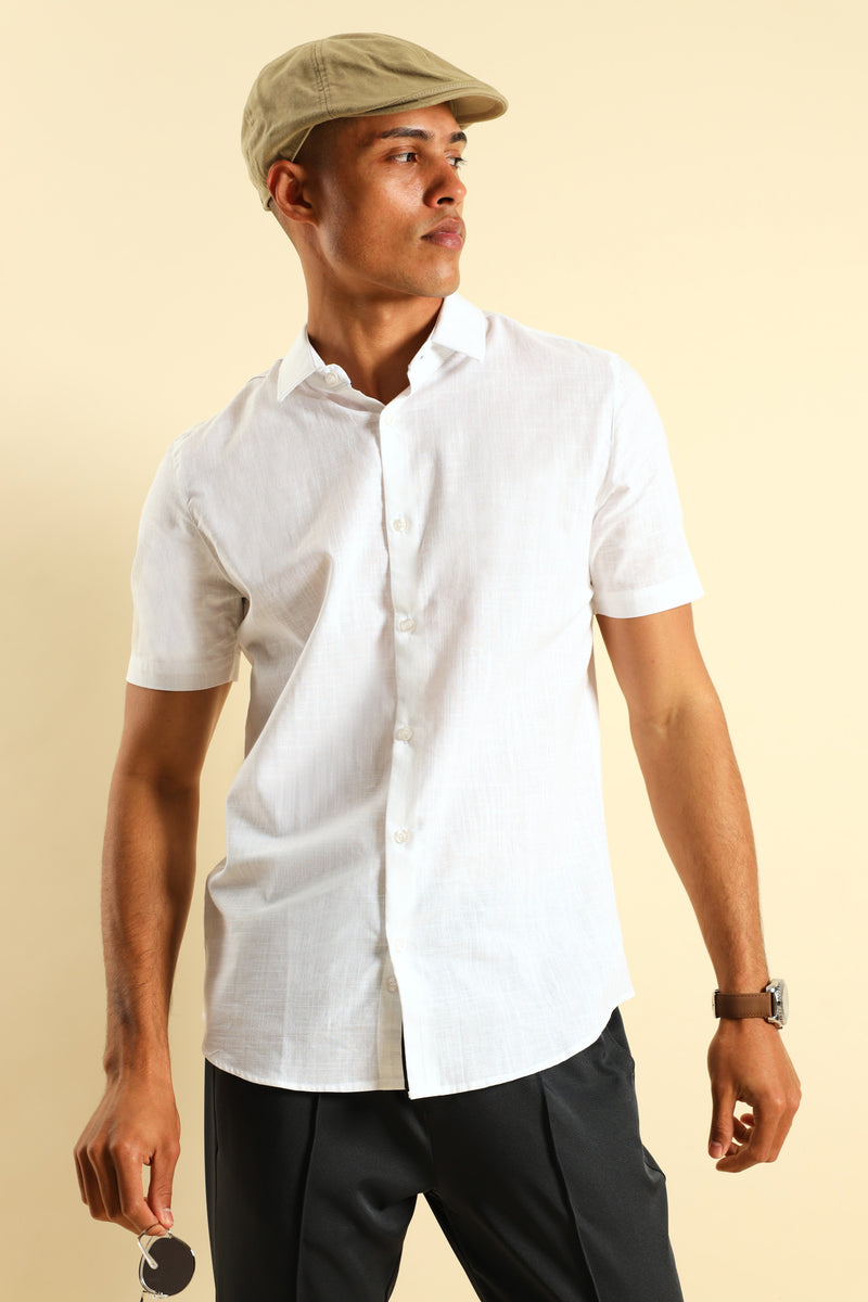 Linen Look Shirt - White