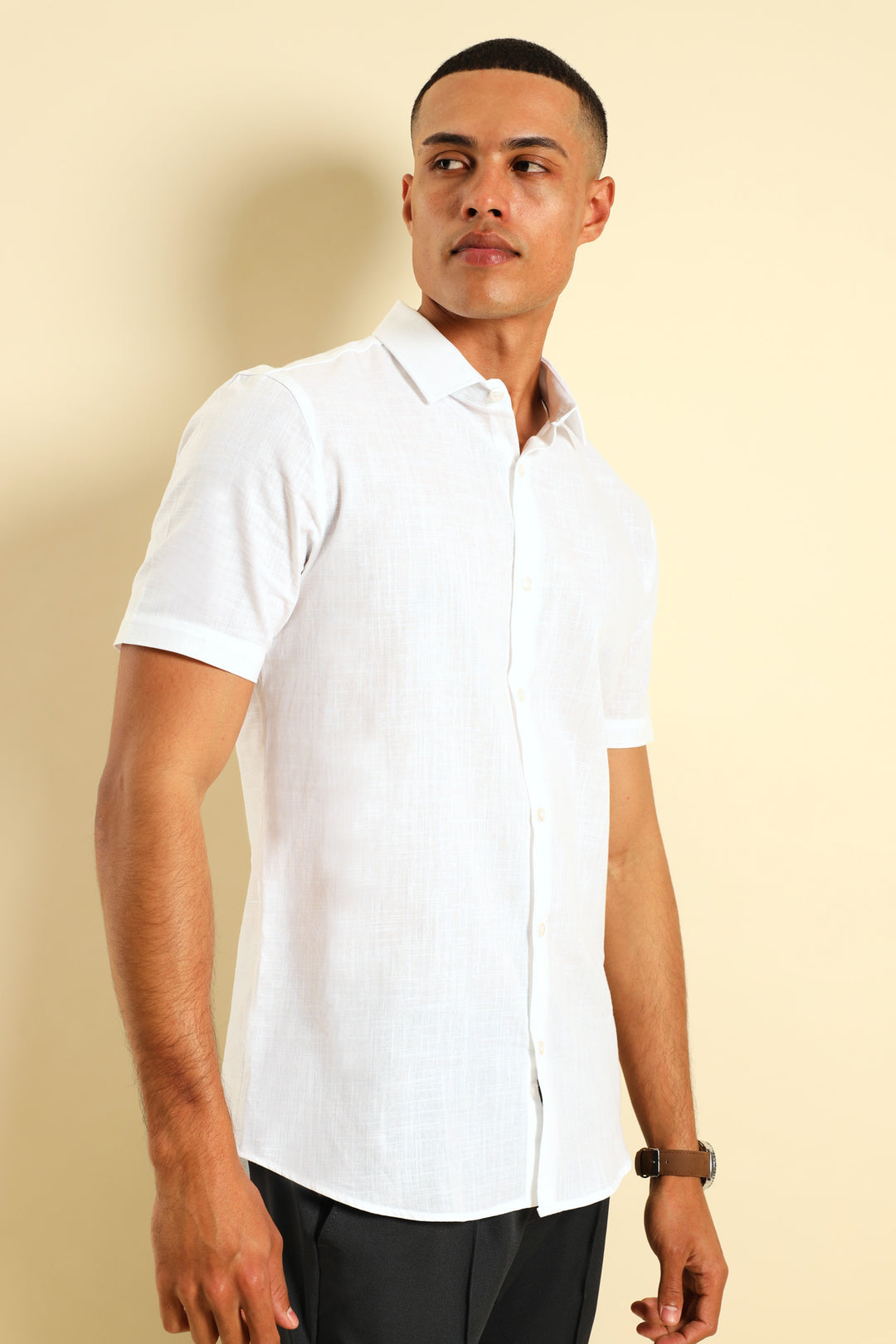 Linen Look Shirt - White