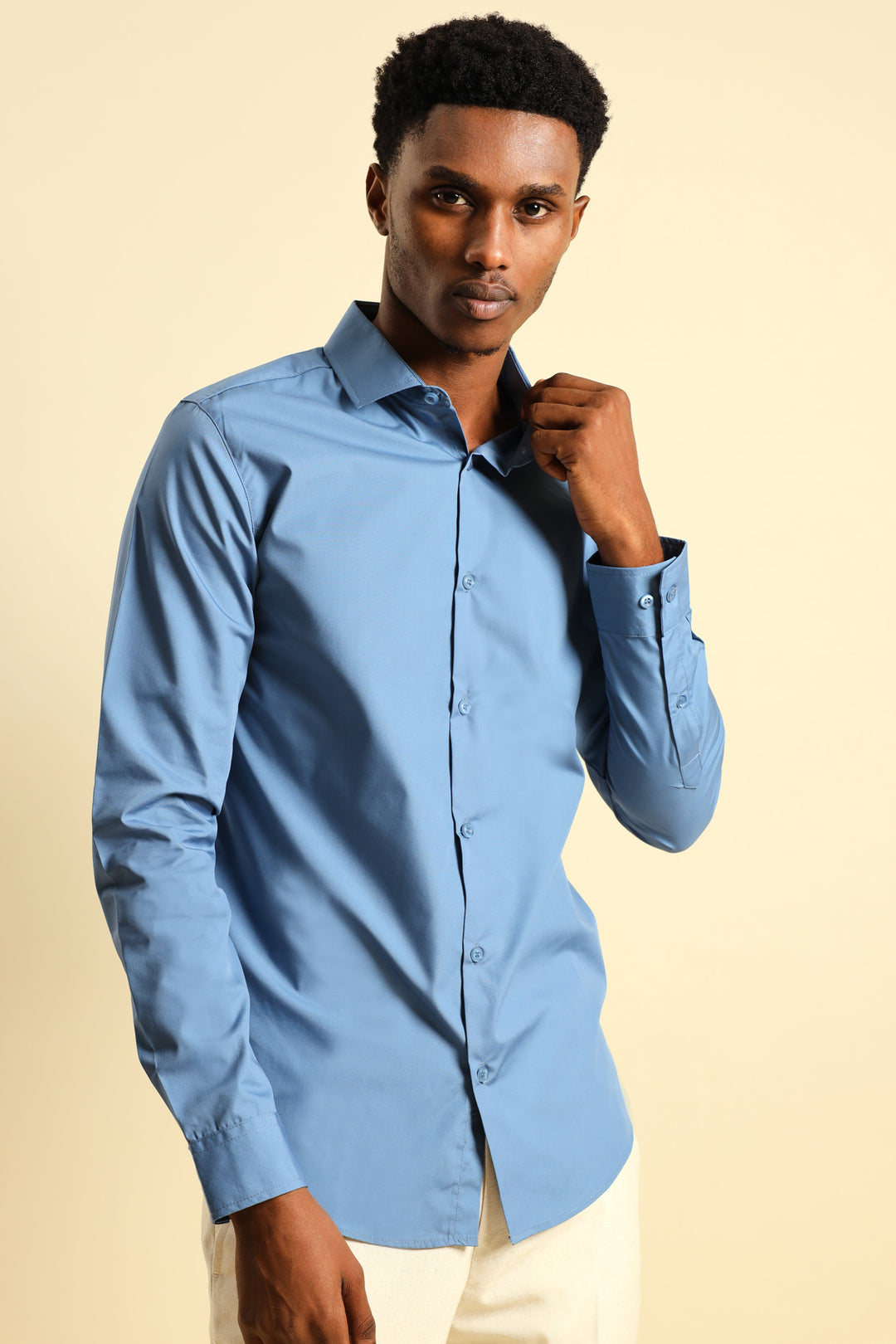 Easy Care Long Sleeve Shirt - Mid Blue