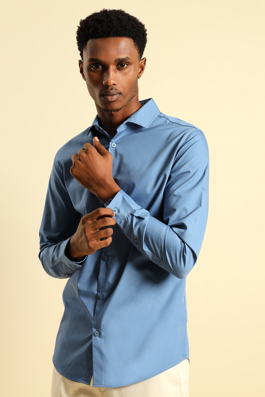 Easy Care Long Sleeve Shirt - Mid Blue