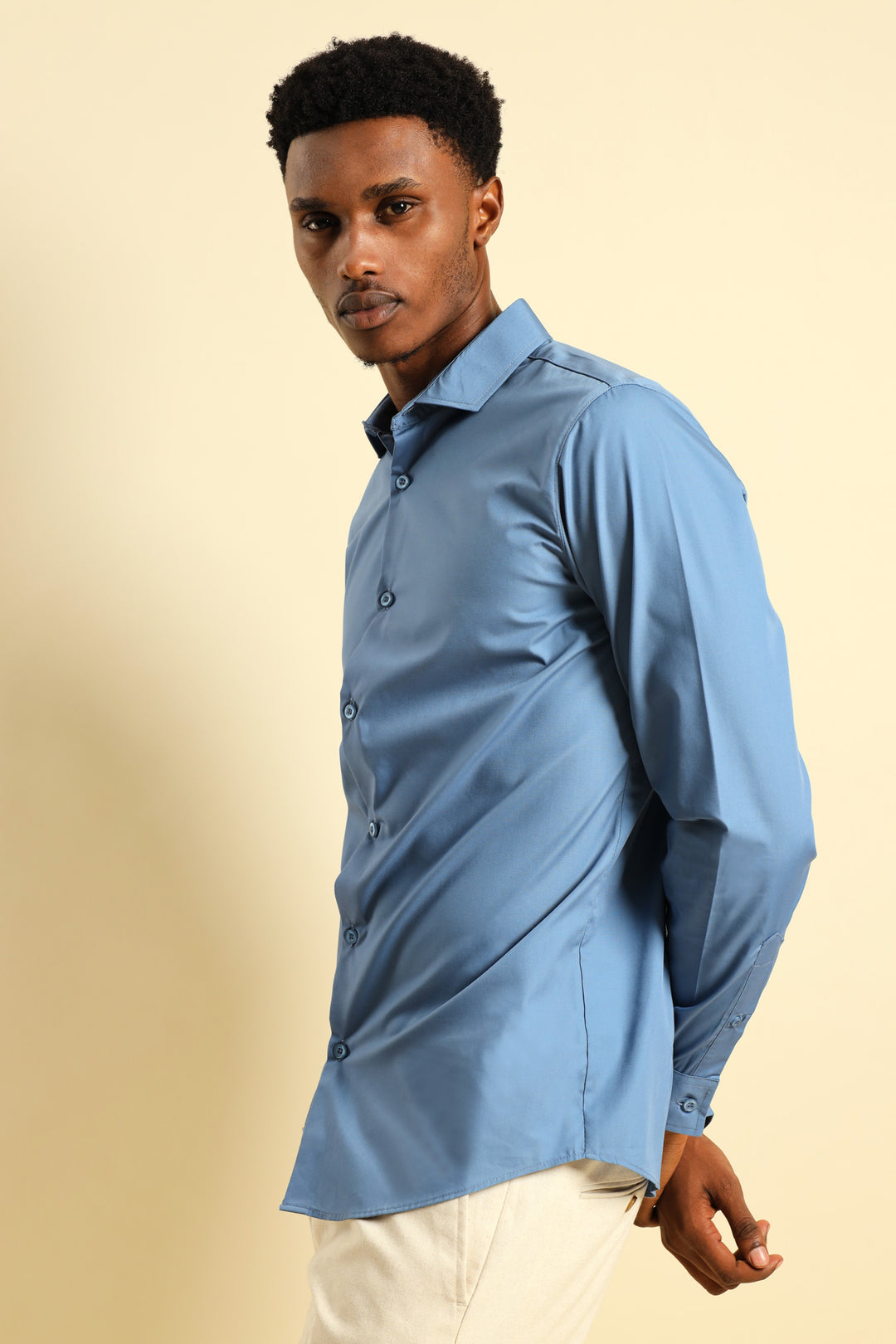 Easy Care Long Sleeve Shirt - Mid Blue