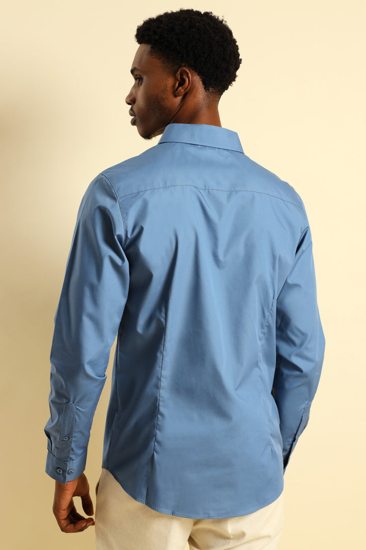 Easy Care Long Sleeve Shirt - Mid Blue