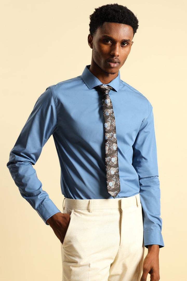 Easy Care Long Sleeve Shirt - Mid Blue