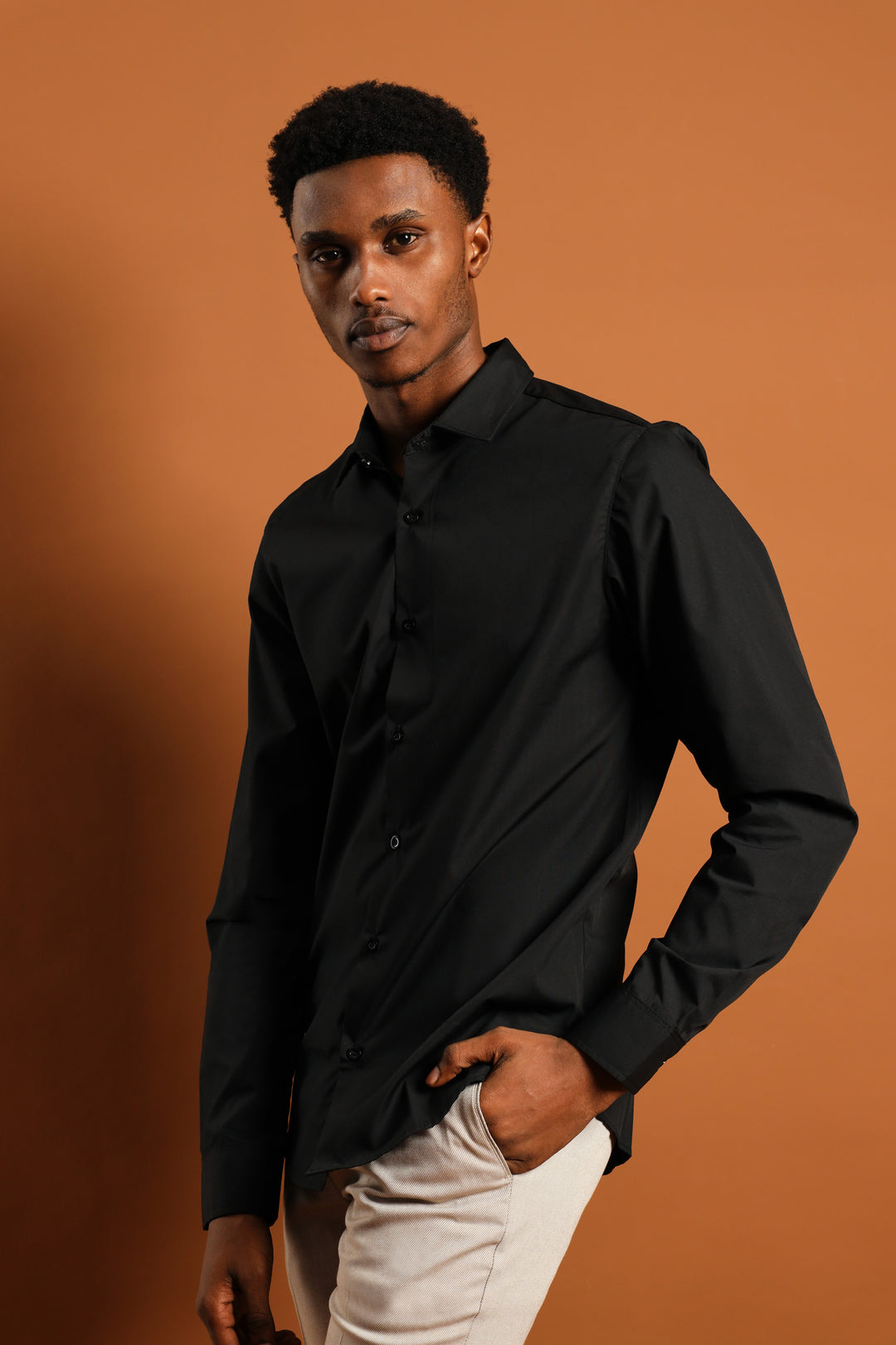 Easy Care Long Sleeve Shirt - Black