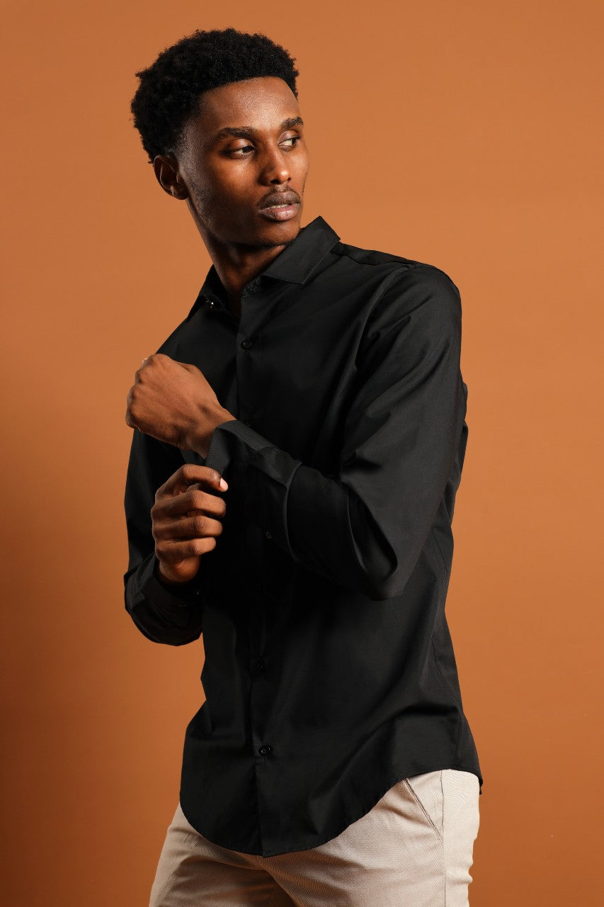 Easy Care Long Sleeve Shirt - Black