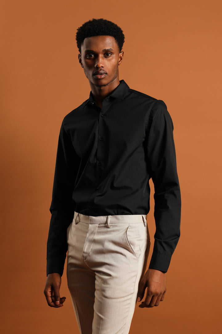 Easy Care Long Sleeve Shirt - Black