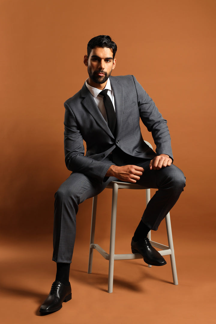Regular Fit Essential Suit Jacket - Charcoal
