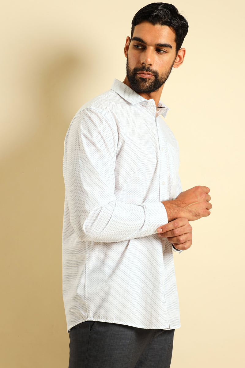 Square Spot Shirt - White/Blue