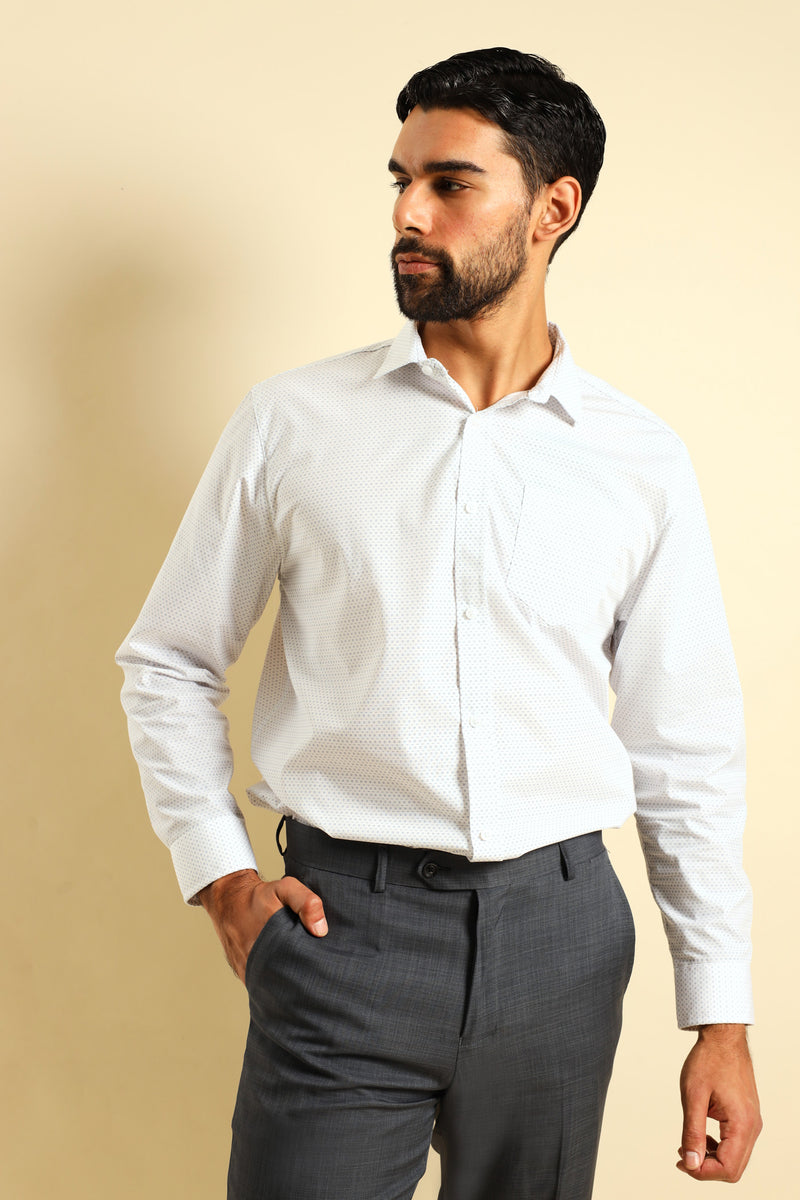 Square Spot Shirt - White/Blue
