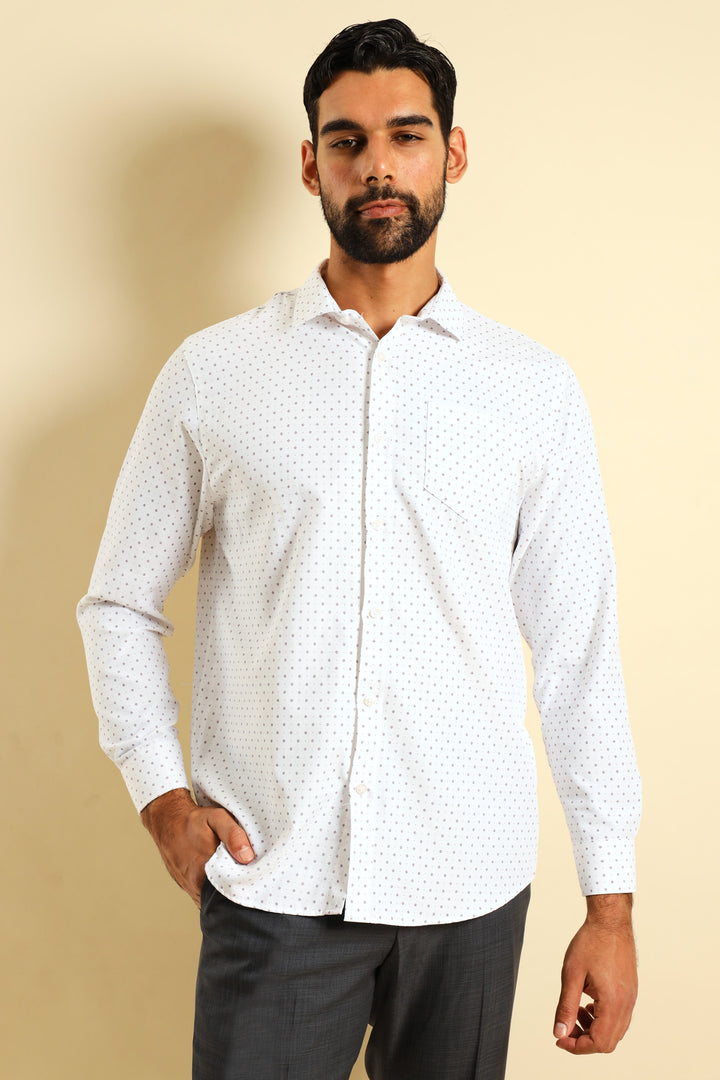 Cluster Spot Textured Shirt - White/Red