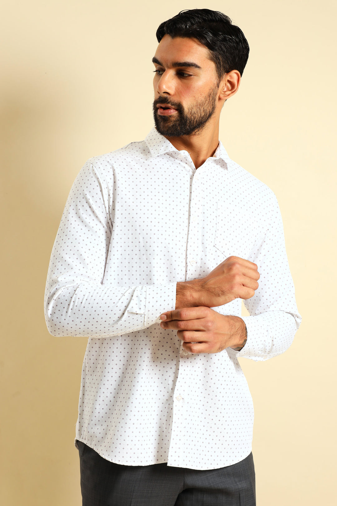 Cluster Spot Textured Shirt - White/Red