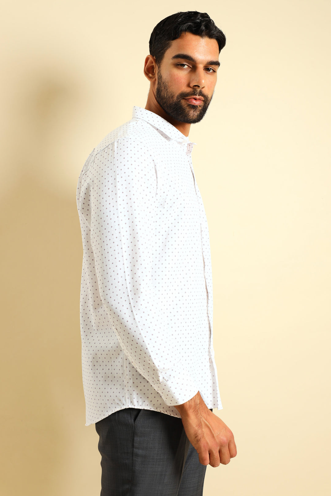 Cluster Spot Textured Shirt - White/Red