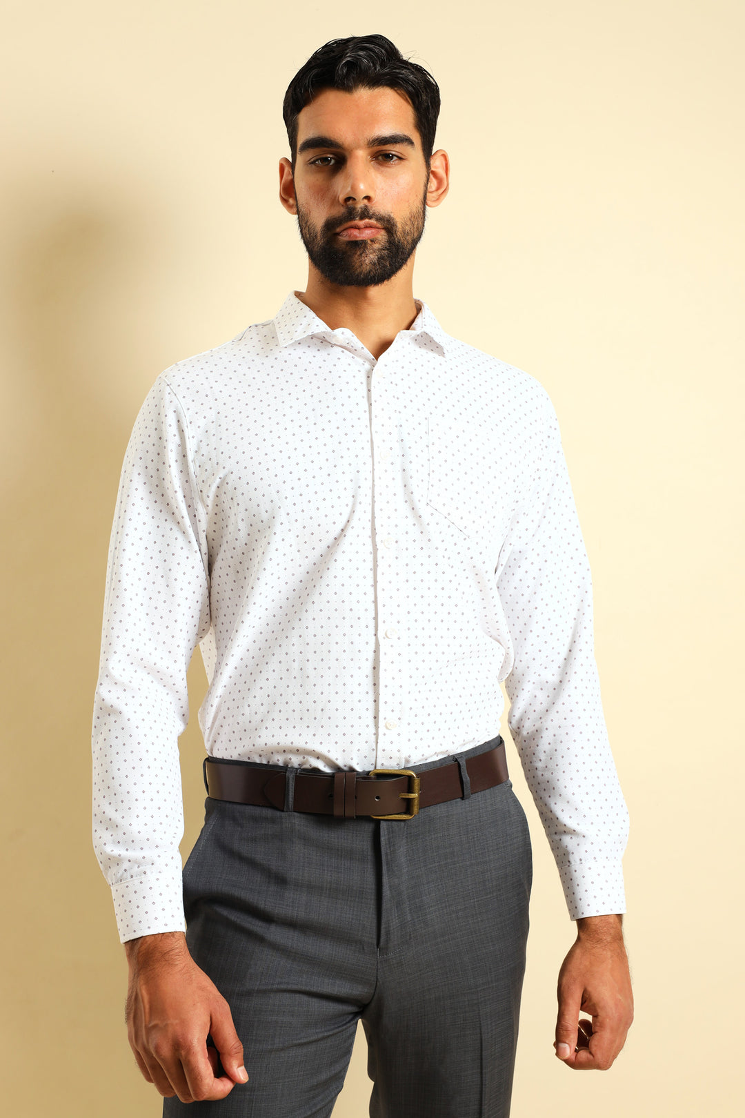 Cluster Spot Textured Shirt - White/Red