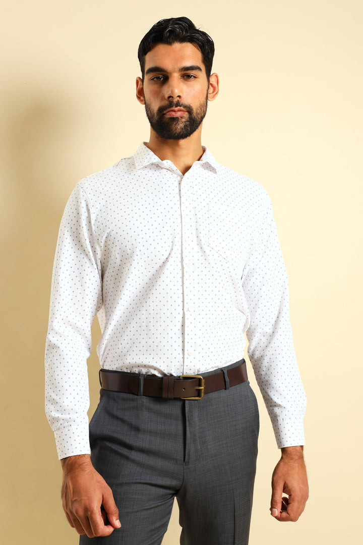 Cluster Spot Textured Shirt - White/Red