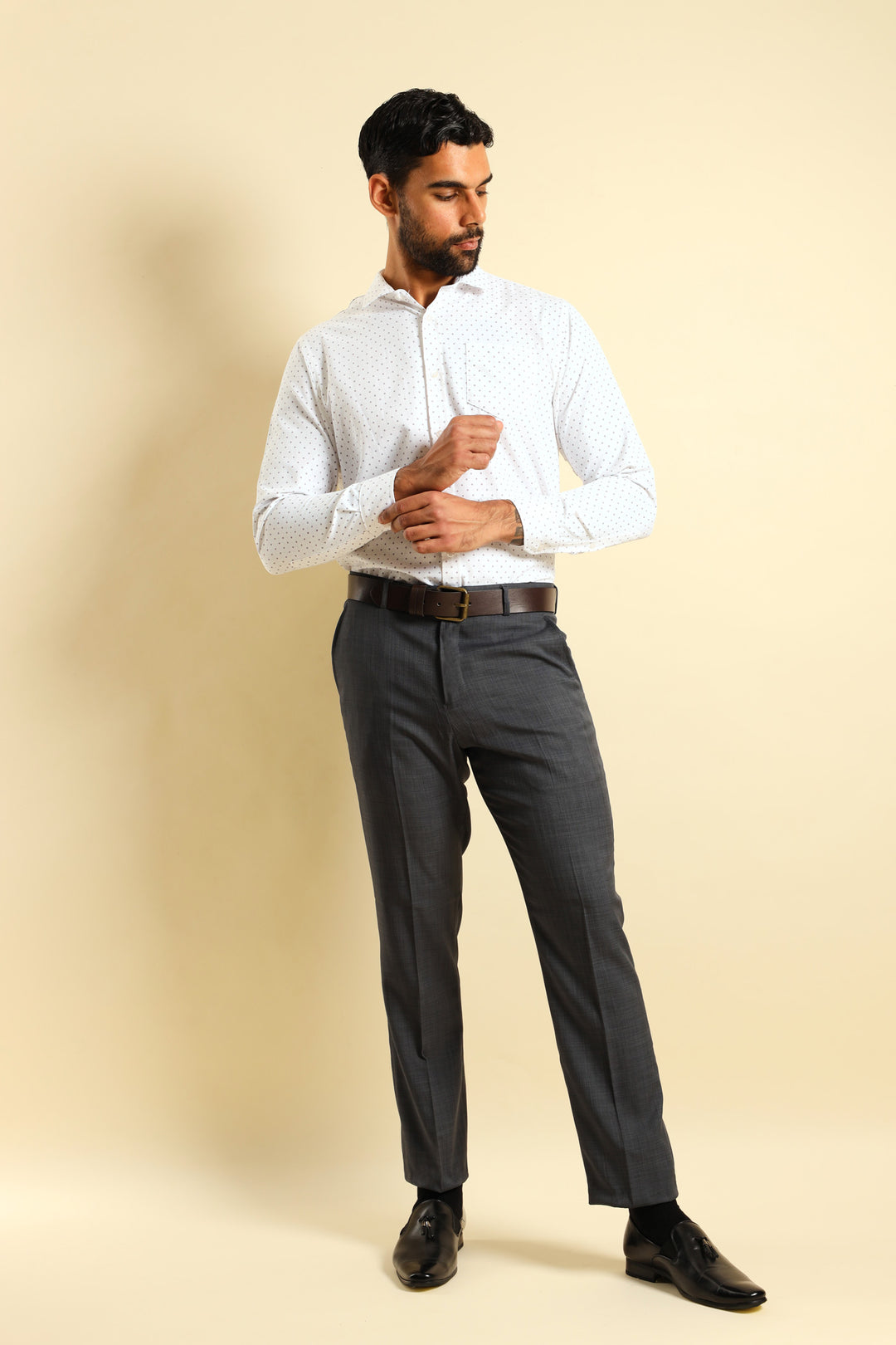 Cluster Spot Textured Shirt - White/Red