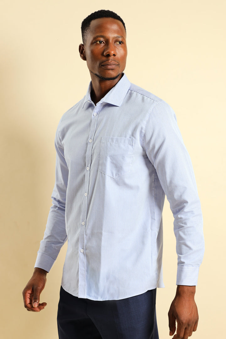 Premium Stripe Shirt - White/Blue