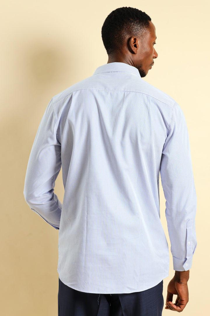 Premium Stripe Shirt - White/Blue