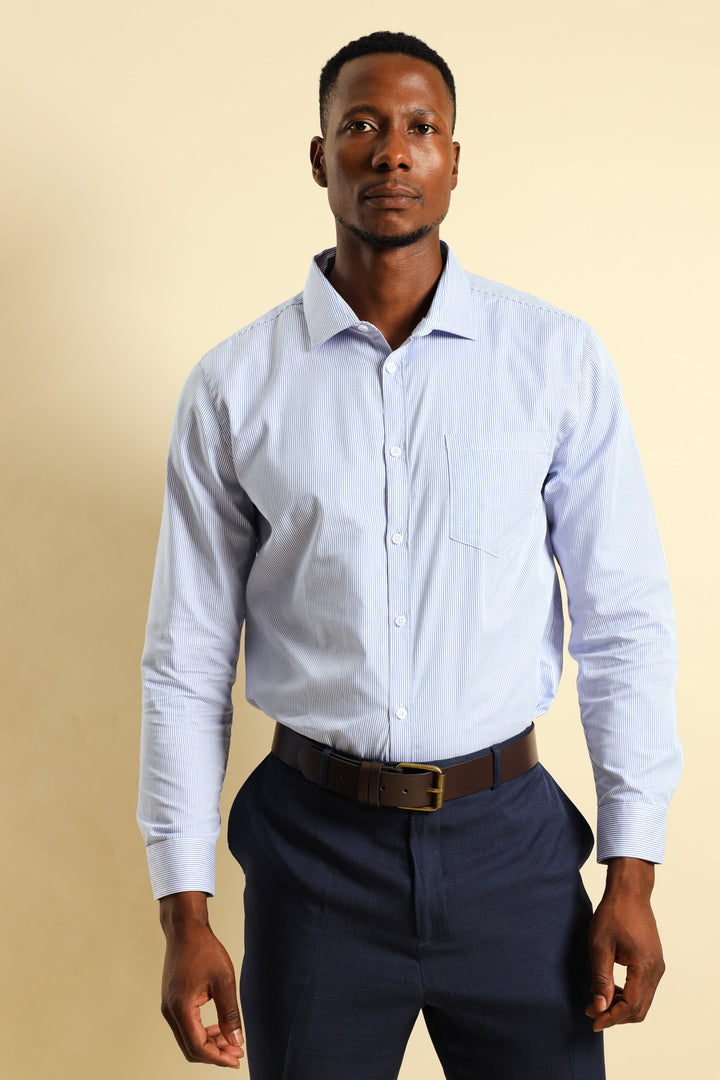Premium Stripe Shirt - White/Blue