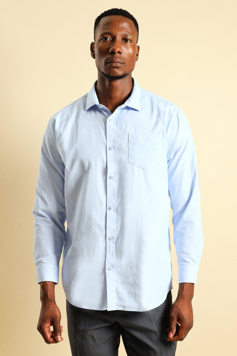 Melange Effect Textured Shirt - Light Blue