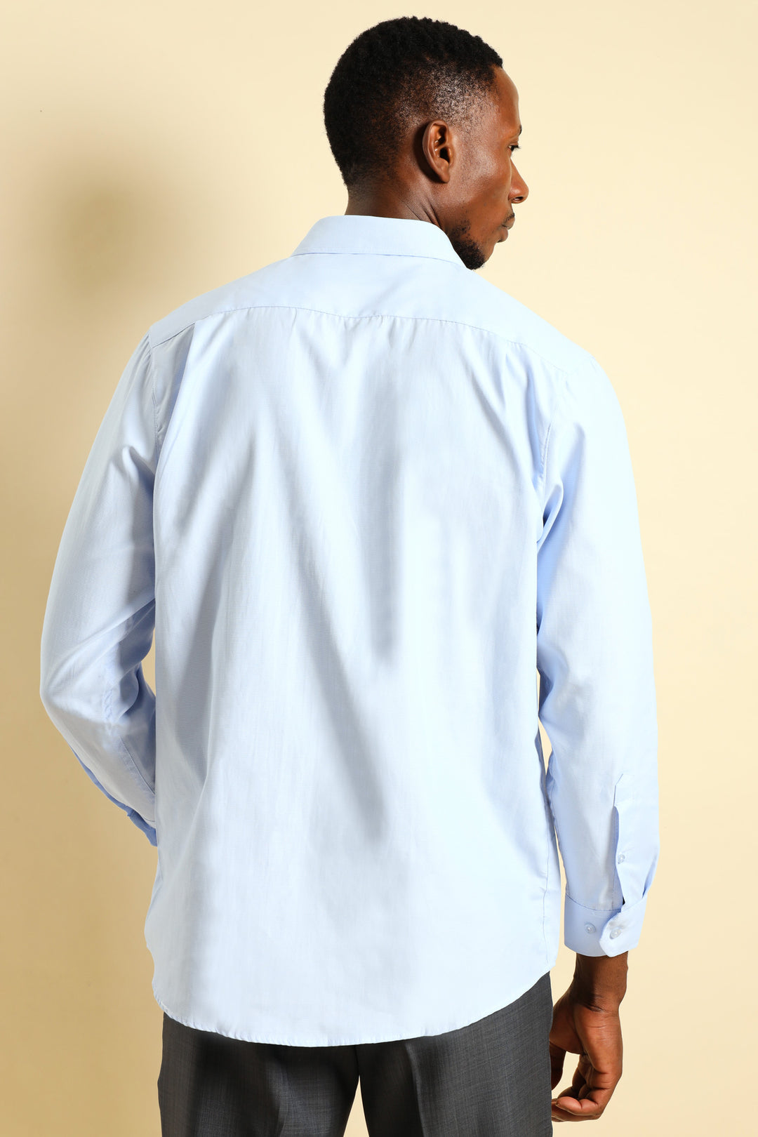 Melange Effect Textured Shirt - Light Blue
