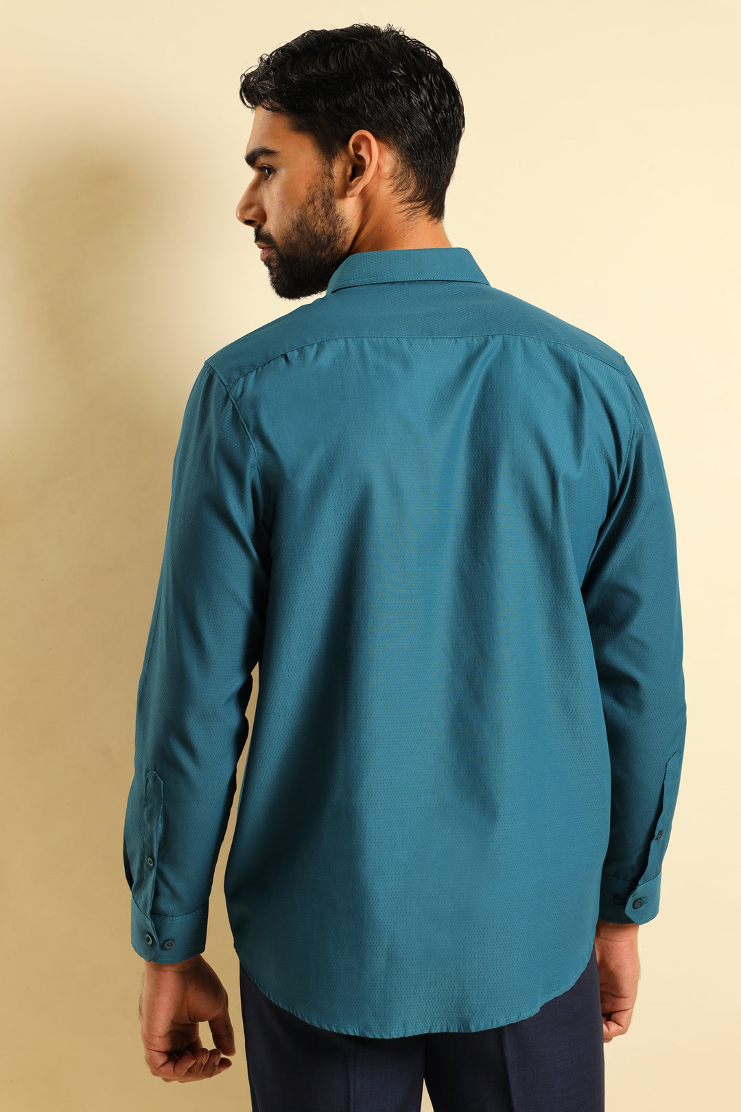 Tonal Textured Spot Shirt - Teal