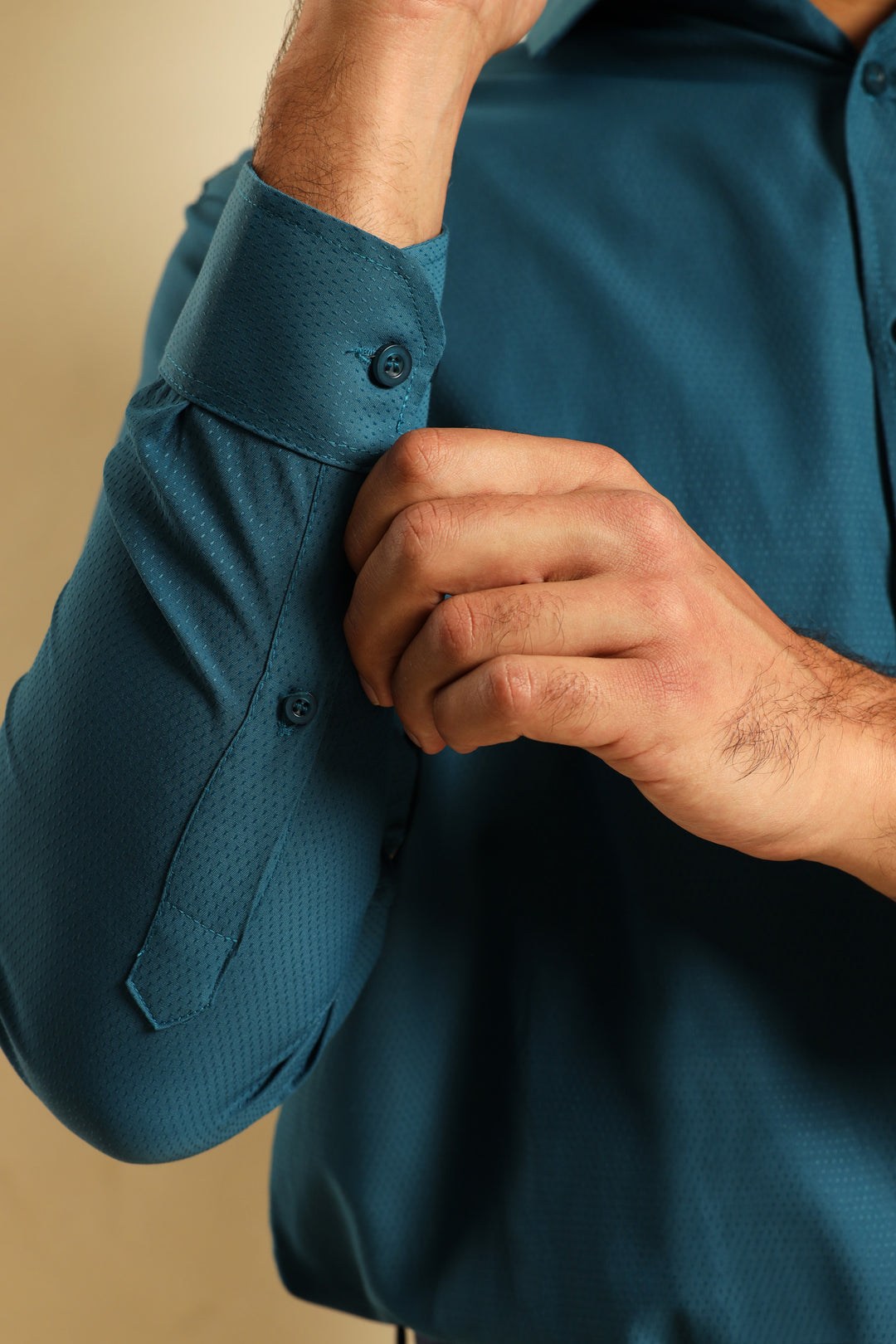 Tonal Textured Spot Shirt - Teal