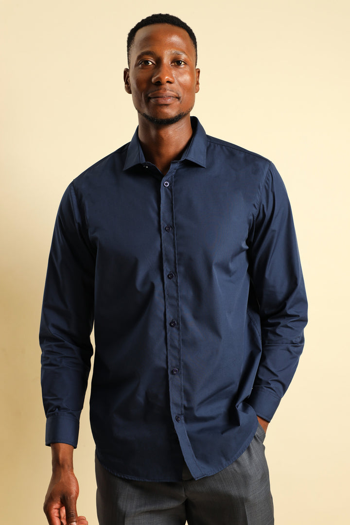 Easy Care Long Sleeve Shirts - Navy