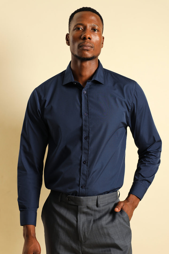 Easy Care Long Sleeve Shirts - Navy