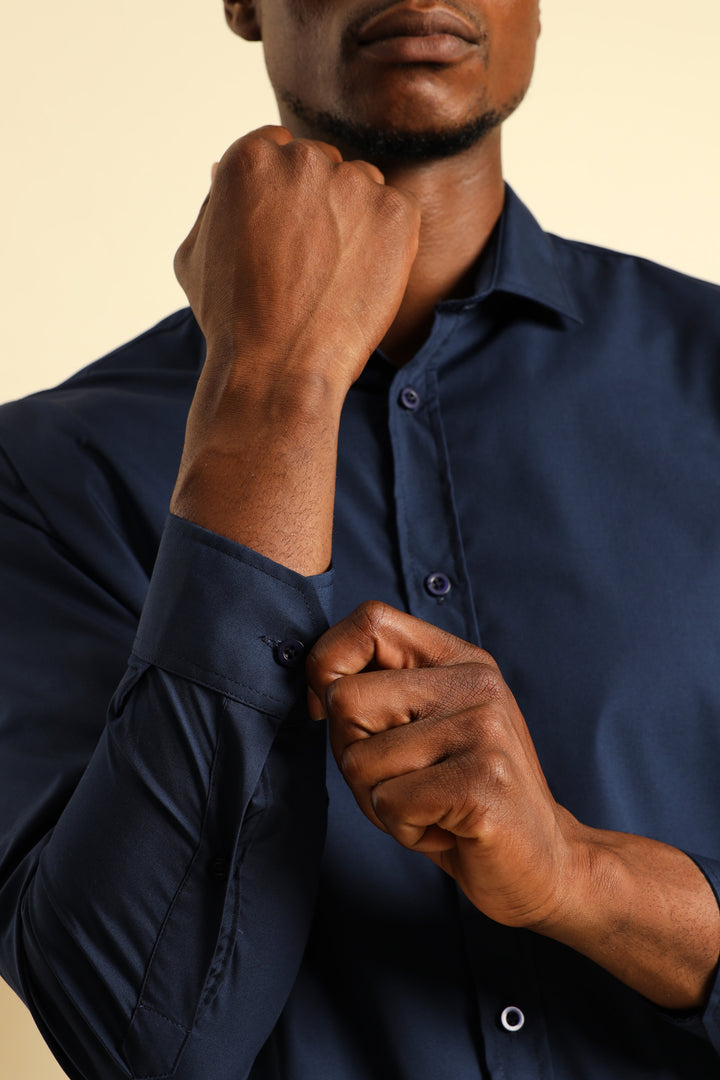 Easy Care Long Sleeve Shirts - Navy