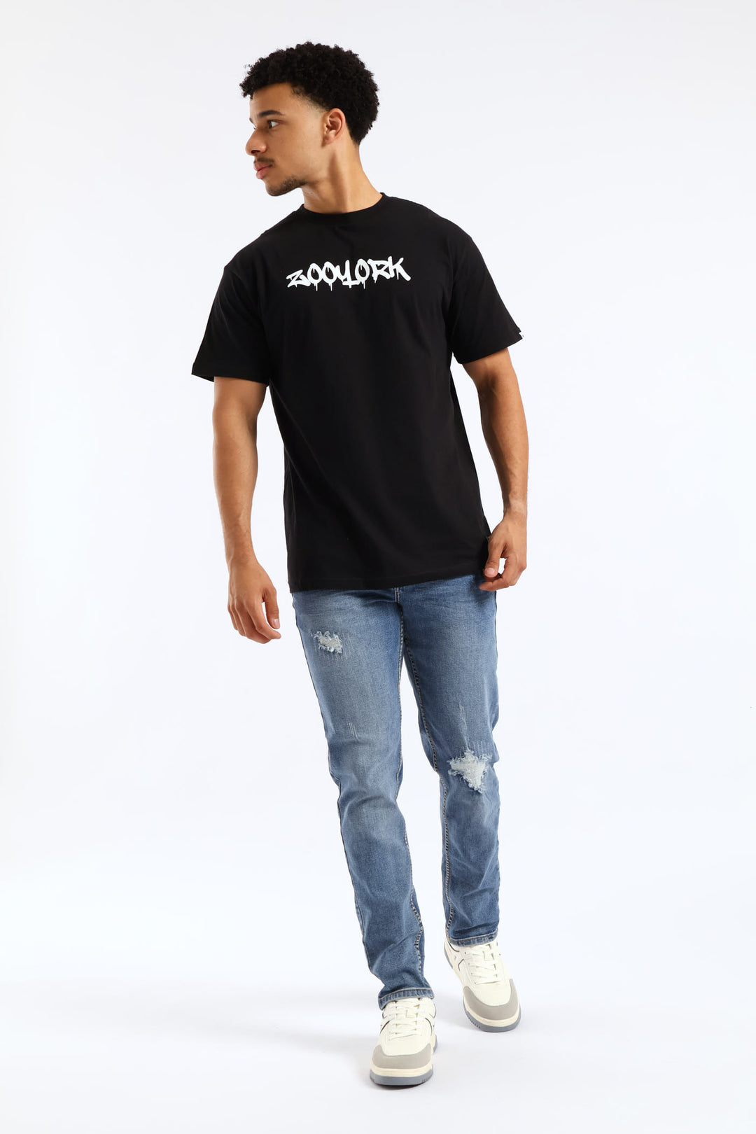 Skate Board Back Print Tee - Black