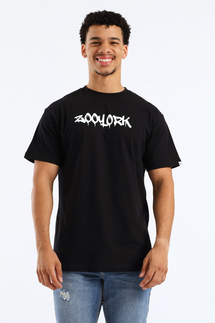 Skate Board Back Print Tee - Black
