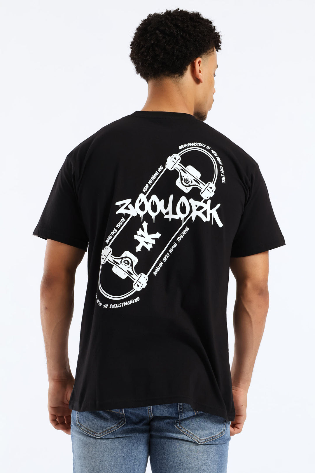Skate Board Back Print Tee - Black