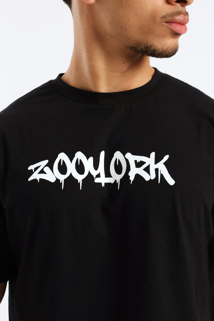 Skate Board Back Print Tee - Black