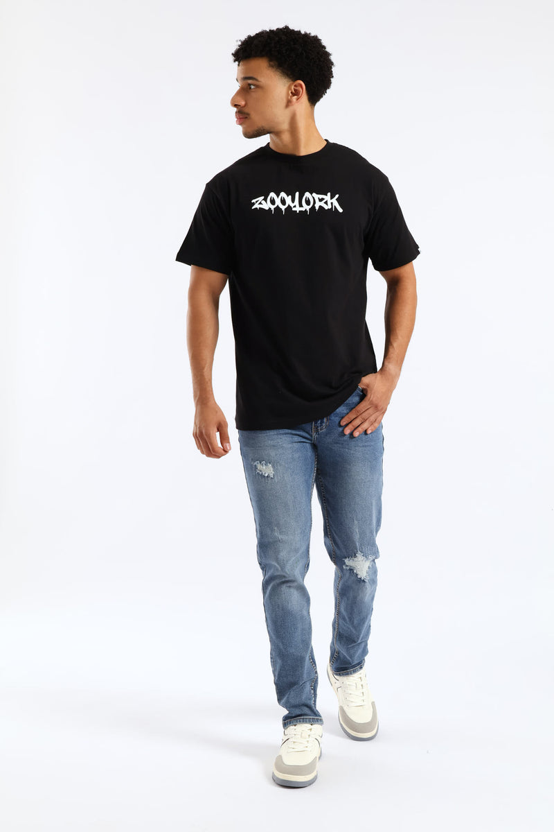 Mid Wash Skinny Rip Ripair Denim - Mid Blue