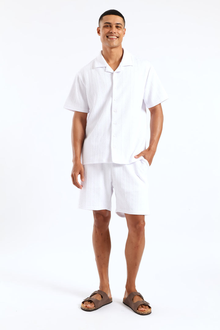 Textured Cable Shirt - White