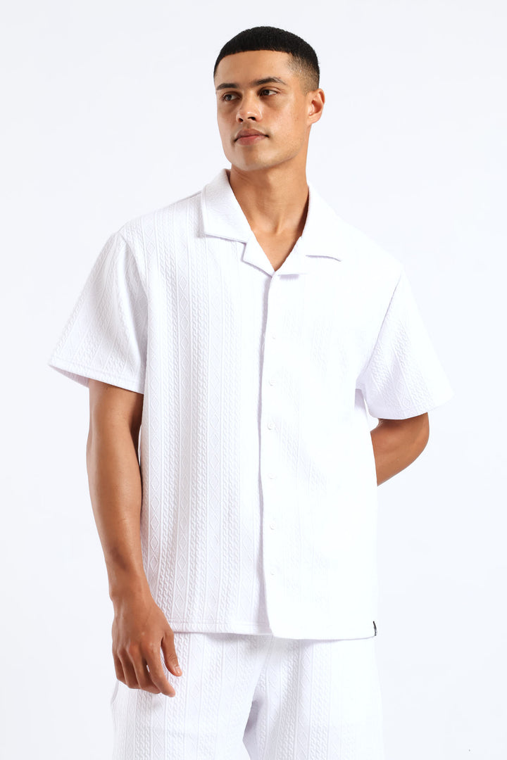 Textured Cable Shirt - White